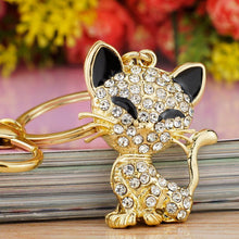 Enamel Crystal Cat HandBag Keyring/Keychain