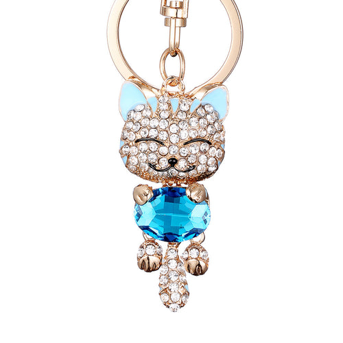 Lucky Cat Crystal Keychain