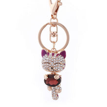 Lucky Cat Crystal Keychain